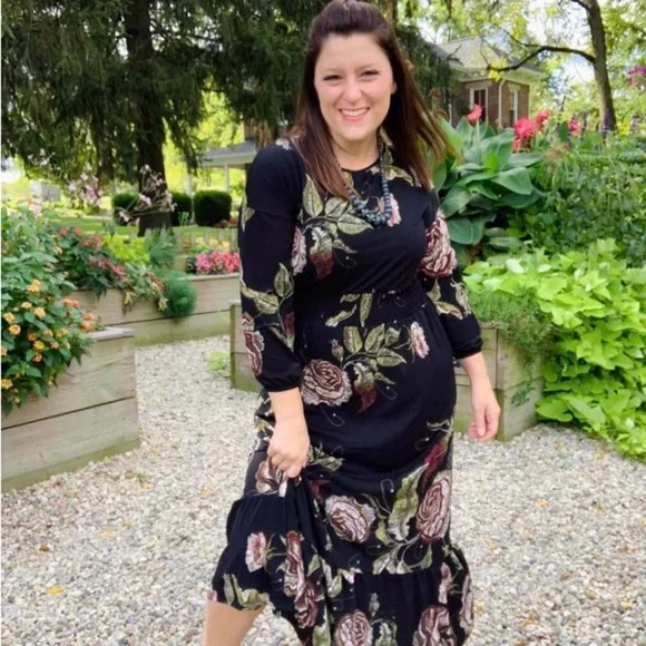 LuLaRoe Evelyn Maxi Dress Black Floral NWT 2XL - Picture 2 of 8